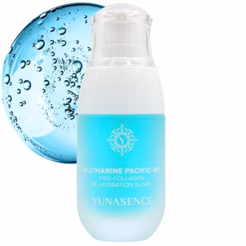 YUNASENCE BLUMARINE Pacific  4D Pro-Collagen Re-Hydration Elixir, with Malachite Extract, 4D Hyaluronic Acid & GABA, Peptides. With blue light protection.