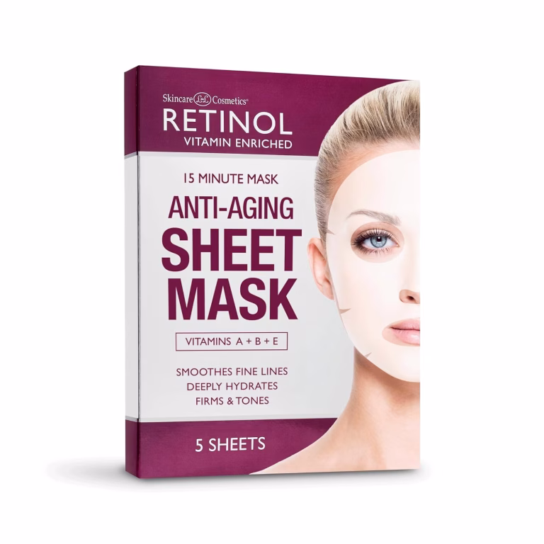 Retinol Anti-Aging Sheet Mask  Hydrating Vitamin-Enriched 15 Minute Treatment With Collagen Firms Face  Exfoliates for Improvement In Tone & Minimizes Fine Lines & Wrinkles For Noticeable Difference